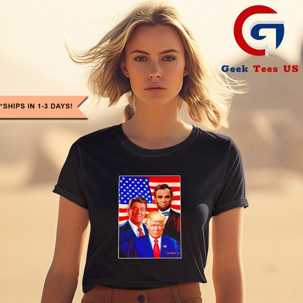 Abraham Lincoln Ronald Reagan and Donald Trump White House Paintings shirt