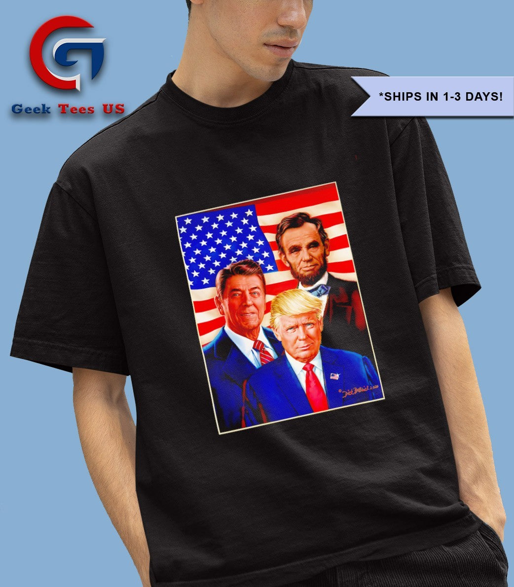 Abraham Lincoln Ronald Reagan and Donald Trump White House Paintings shirt