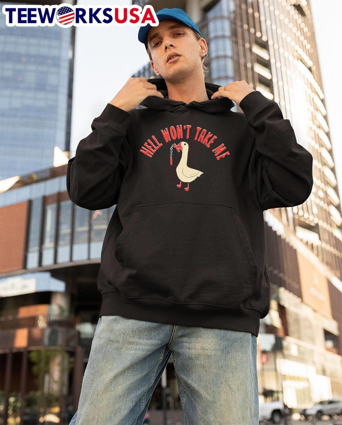 Aggressive Goose Hell Won’t Take Me Nunchucks T-Shirt