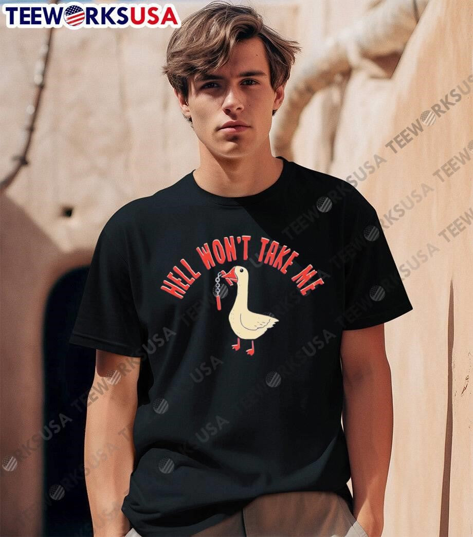 Aggressive Goose Hell Won’t Take Me Nunchucks T-Shirt