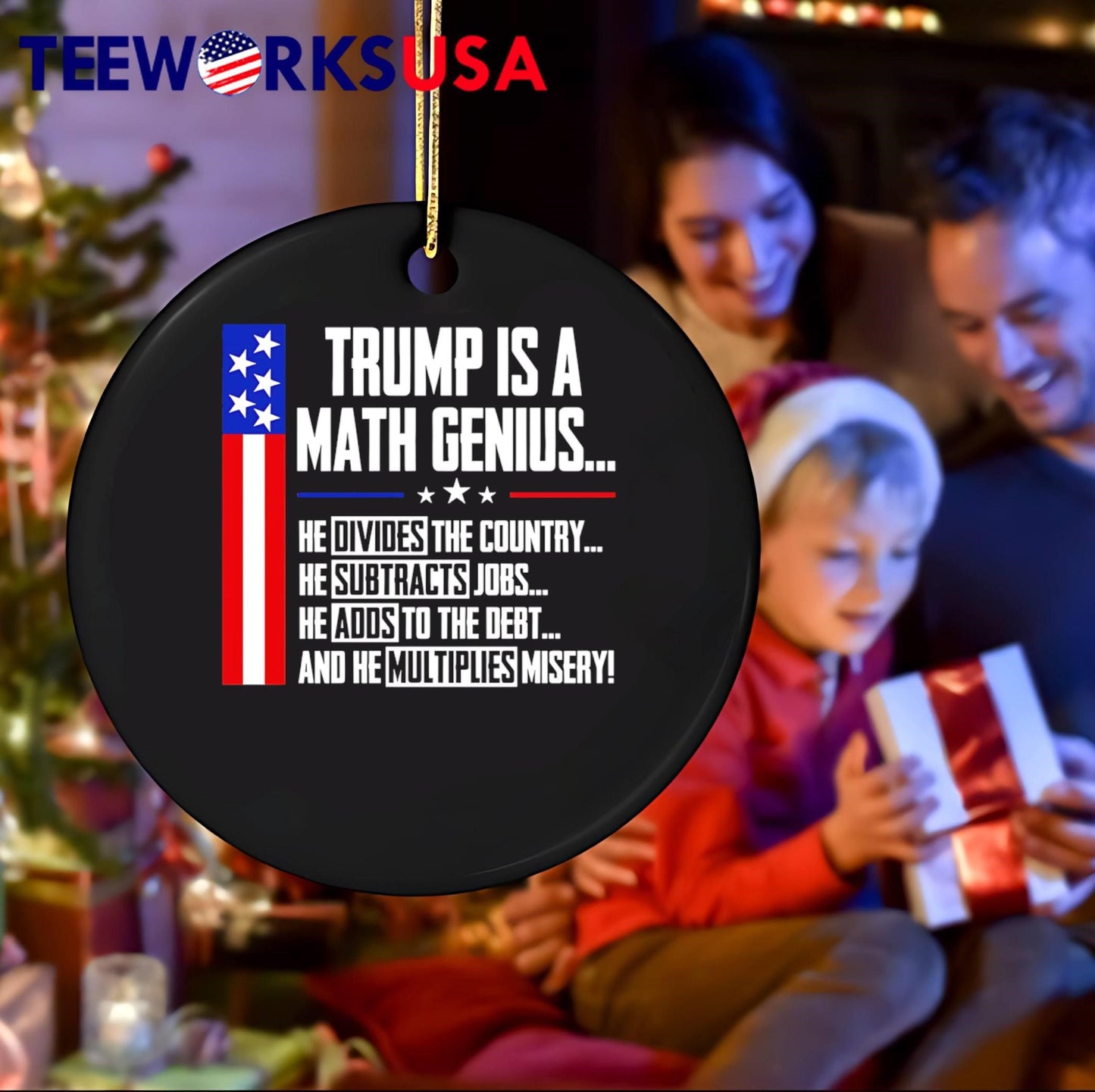 Anti Trump Political Statement Trump Is a Math Genius Divides Country Subtracts Jobs Adds to Debt Multiplies Misery Shirt