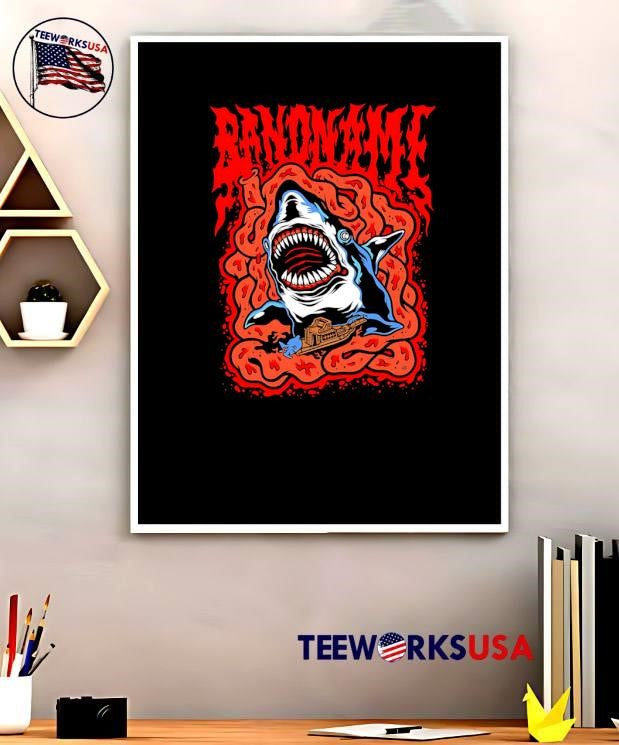 Bandname Hungry Shark Attacking Boat Horror Movie Inspired T-Shirt