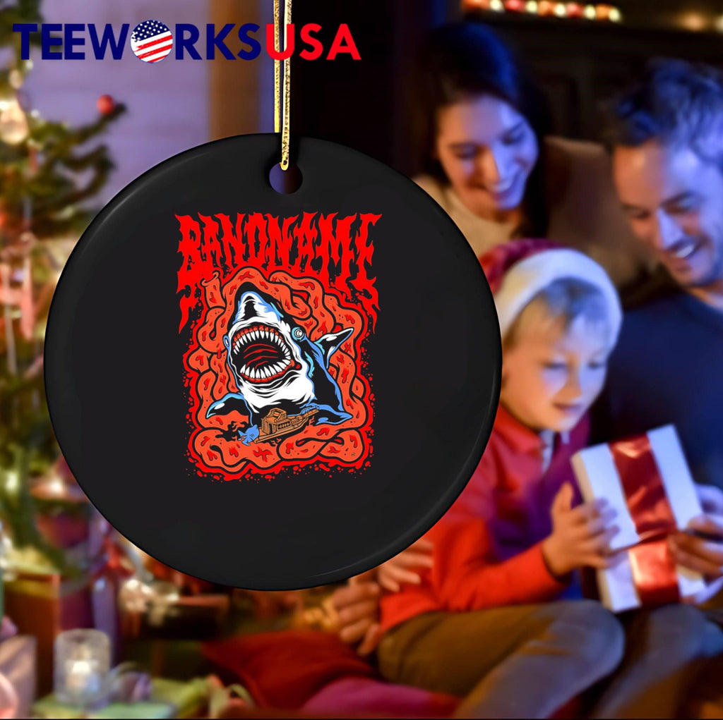 Bandname Hungry Shark Attacking Boat Horror Movie Inspired T-Shirt