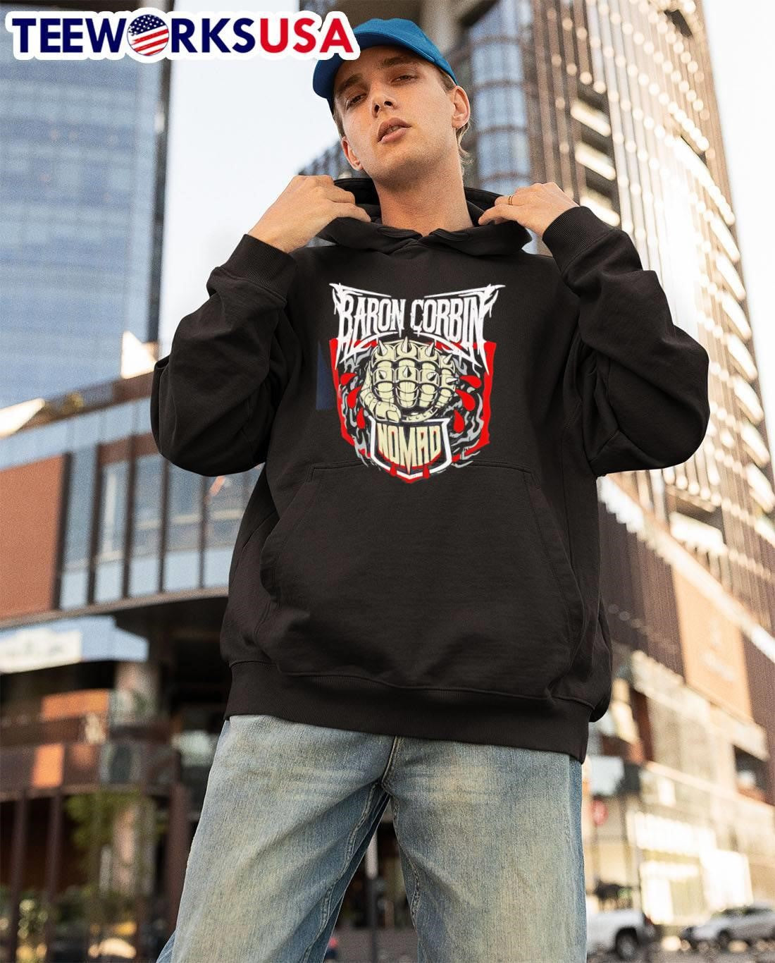 Baron Corbin Nomad Spiked Fist Metal Style Wrestling shirt