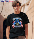 Bon Jovi Forever Skull Wearing Military Hat American Flag Graphic shirt