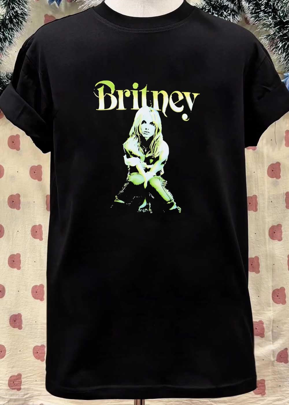 Britney Spears Sitting Portrait Signature Logo Graphic shirt