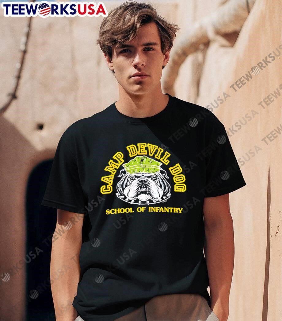 Camp Devil Dog School of Infantry Marine Bulldog T-Shirt