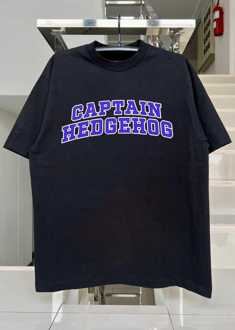 Captain Hedgehog Purple Lettering Collegiate Style T-Shirt