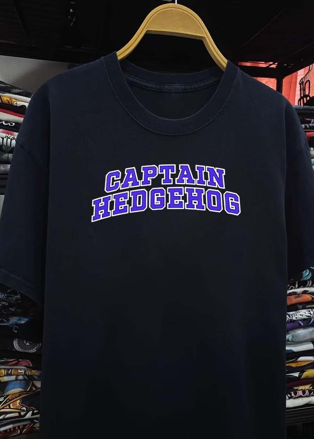 Captain Hedgehog Purple Lettering Collegiate Style T-Shirt