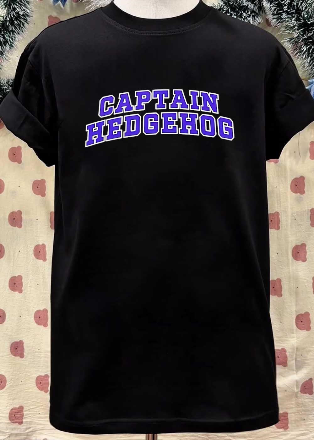 Captain Hedgehog Purple Lettering Collegiate Style T-Shirt