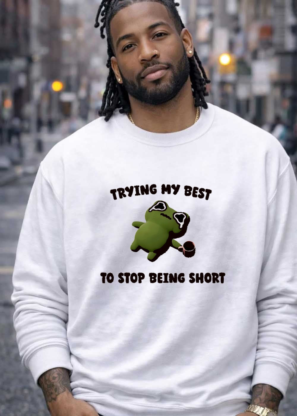 Cute Frog Trying My Best to Stop Being Short Unisex T-Shirt