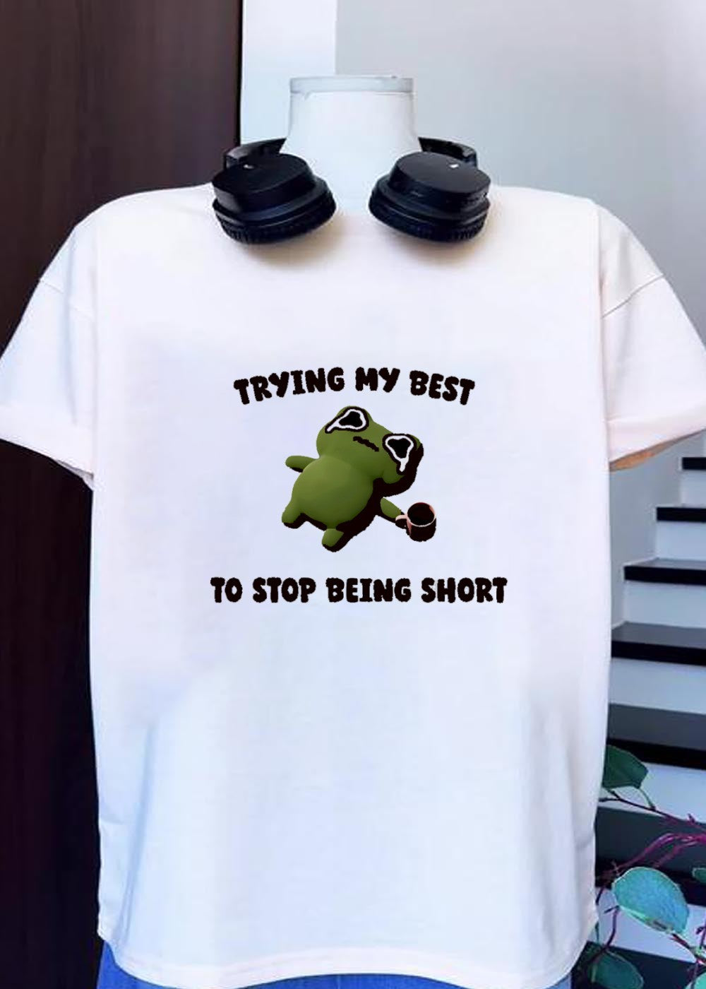 Cute Frog Trying My Best to Stop Being Short Unisex T-Shirt