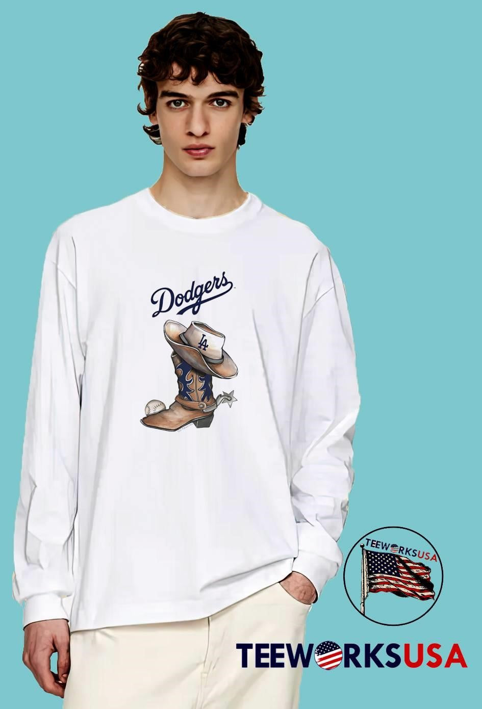 DTLA Baseball Cowboy Boot With Los Angeles Dodgers T-Shirt