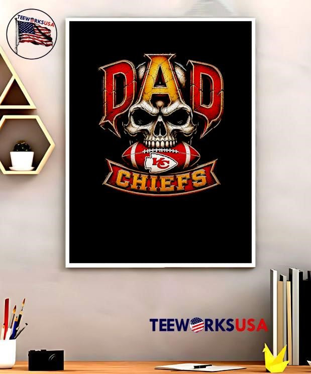 Dad Skull Holding Football Kansas City Chiefs T-Shirt