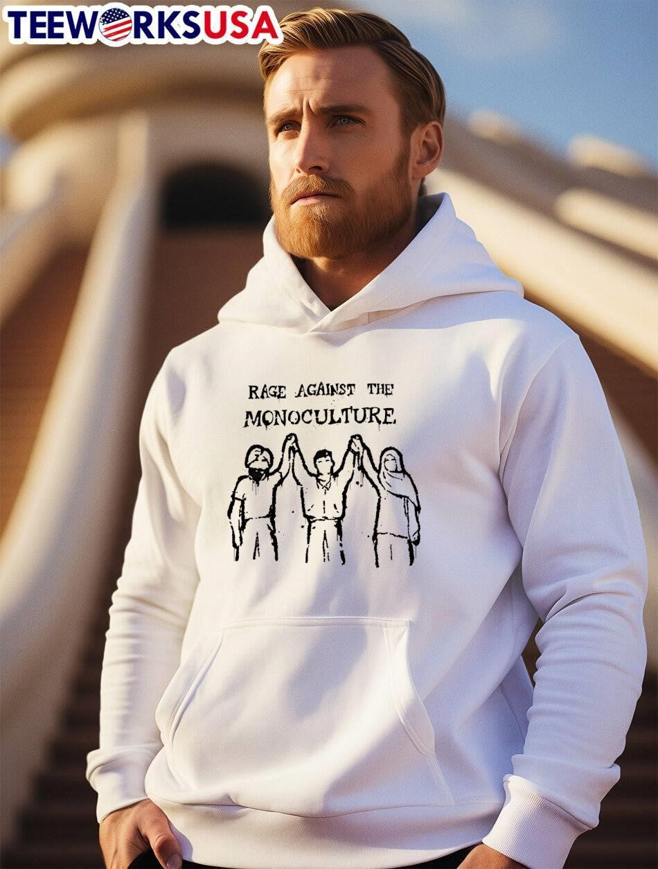 Diverse Individuals Raising Hands Rage Against the Monoculture T-Shirt