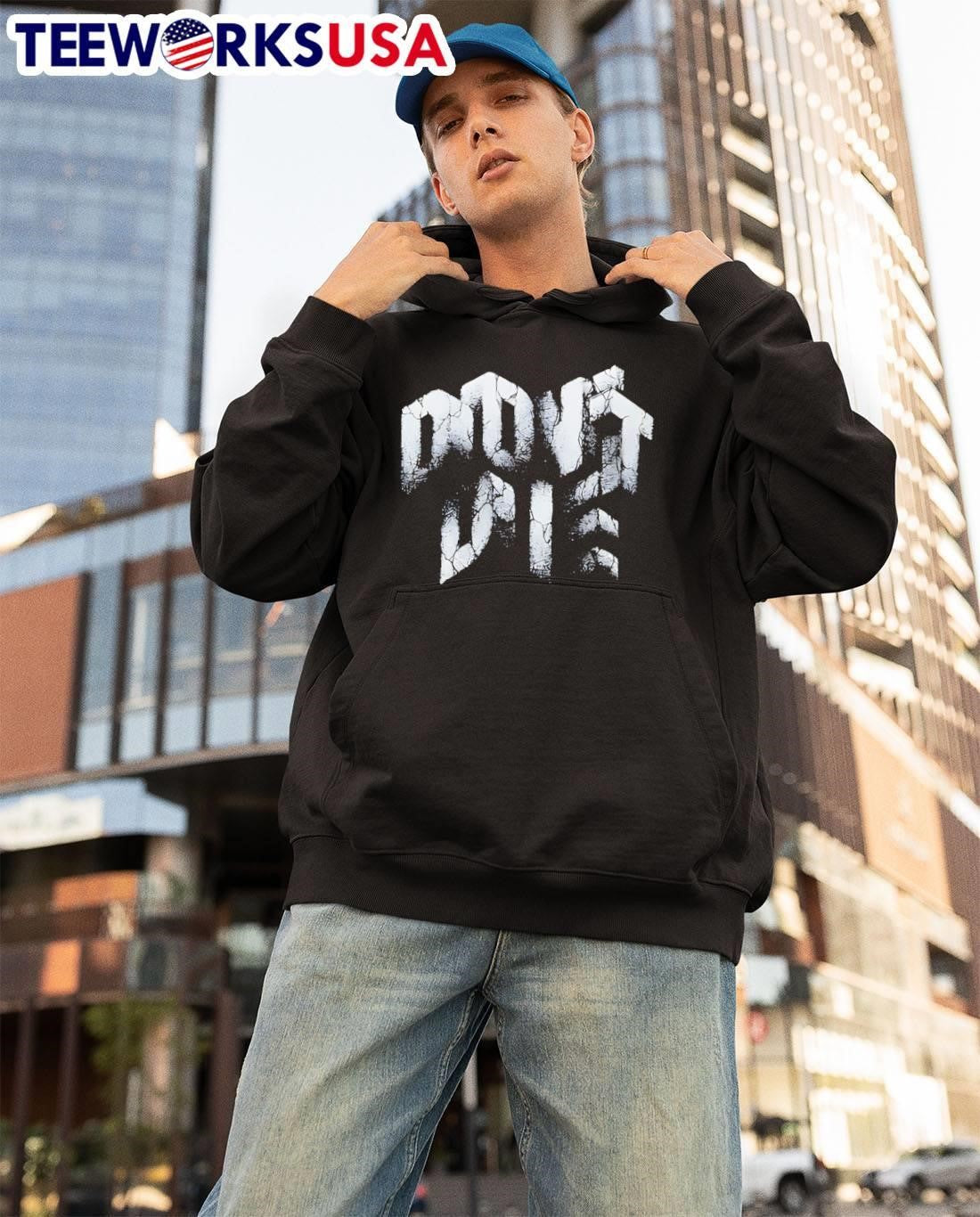 Dont Die Cracked Stone Text Graphic shirt