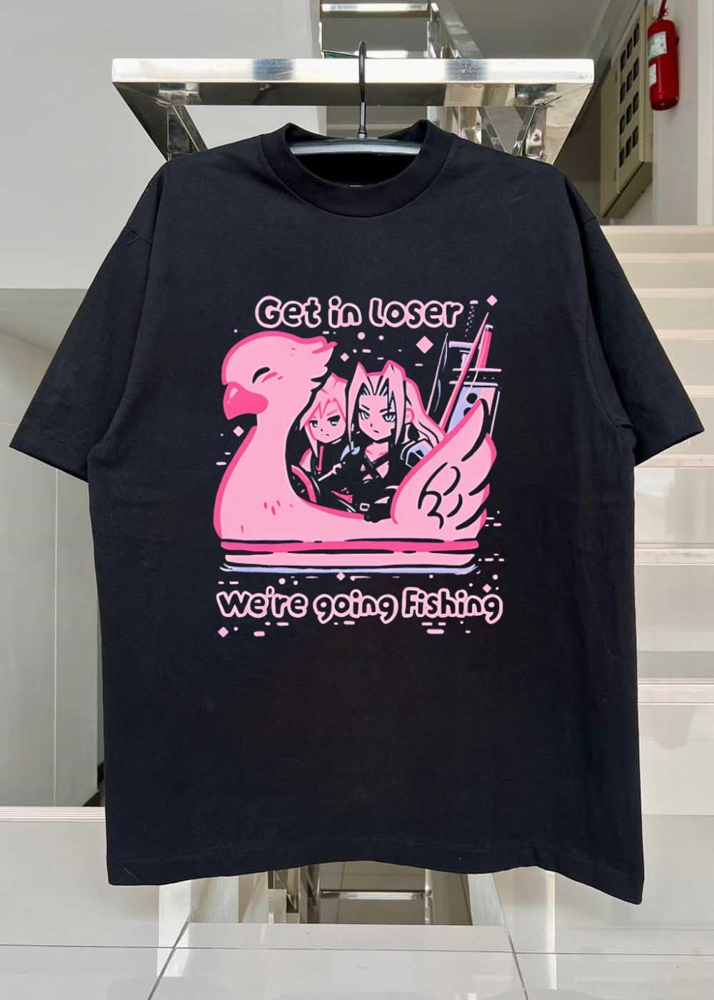 Final Fantasy Sephiroth and Cloud Strife Get in Loser We are Going Fishing T-Shirt