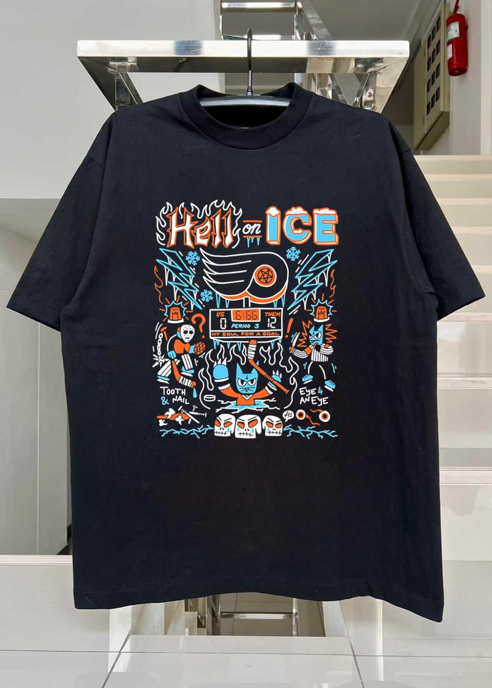 Fl12 Hell on ICE US 0 666 Them 12 Period 3 My Soul for a Goal Tooth Nail Eye 4 an Eye Philadelphia Flyers T-Shirt
