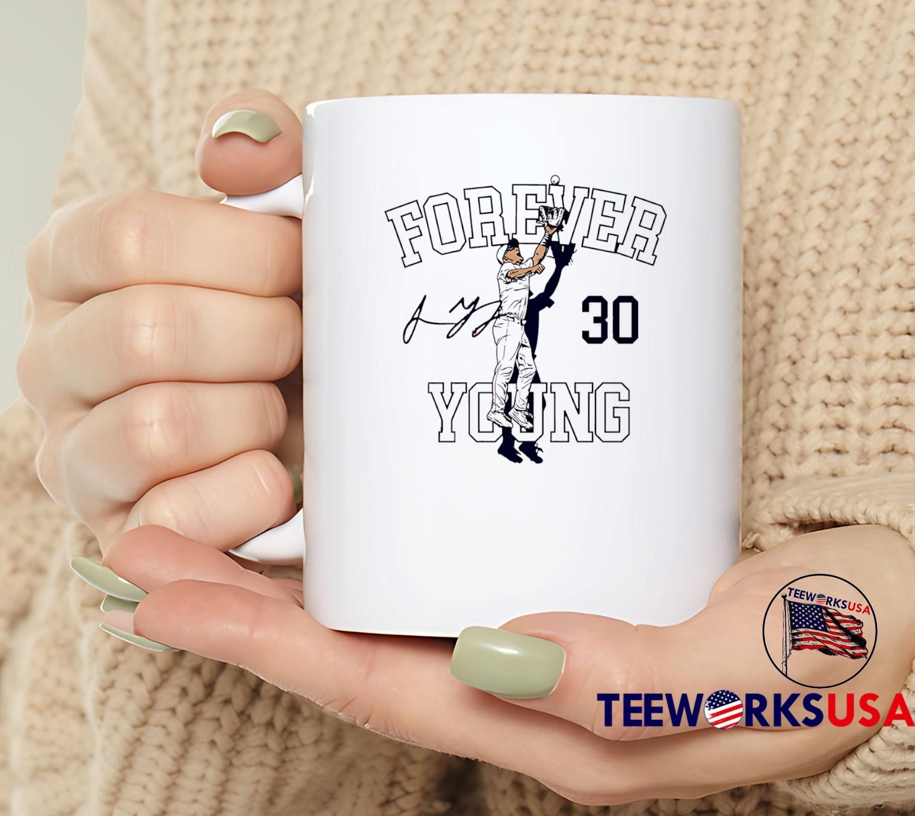 Forever Young baseball player catching ball 30 shirt