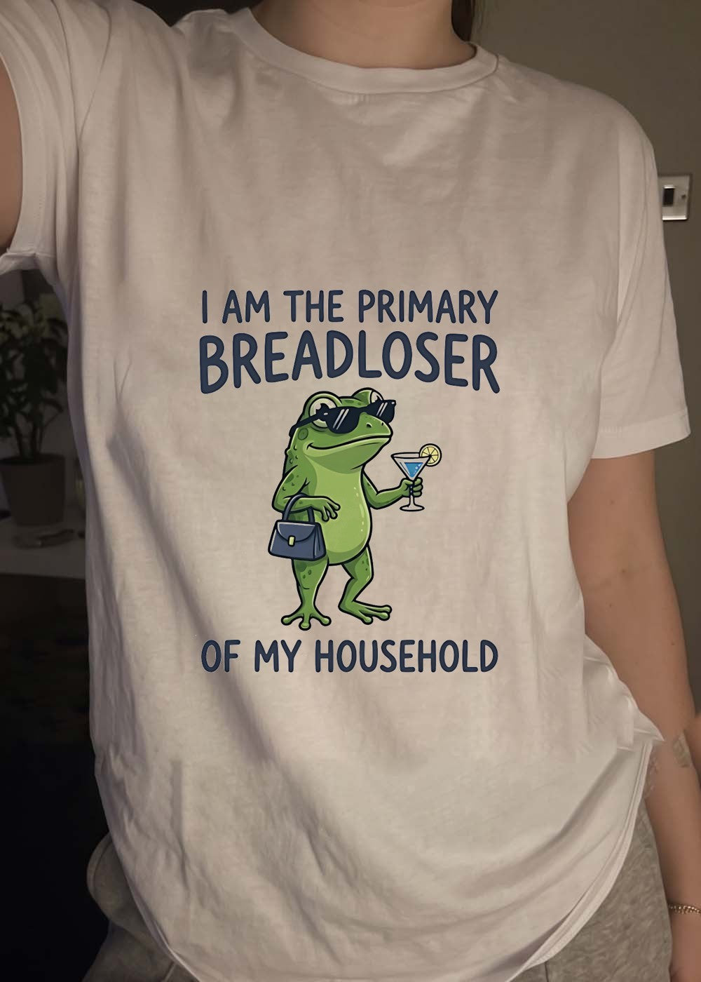 Funny Frog Drinking Cocktail I Am the Primary Breadloser of My Household Shirt