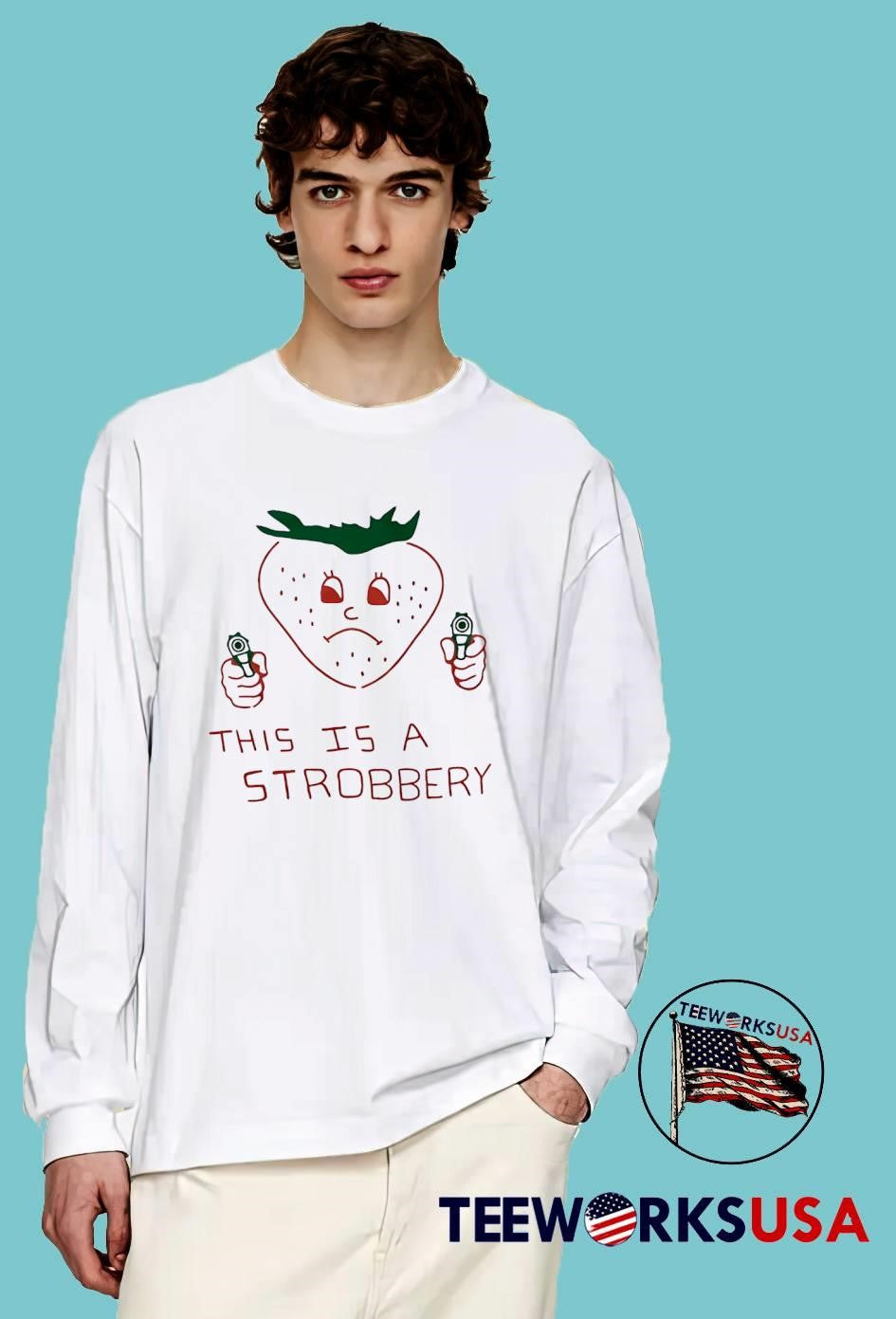 Funny Fruit Threatening Action This is a Strobbery T-Shirt