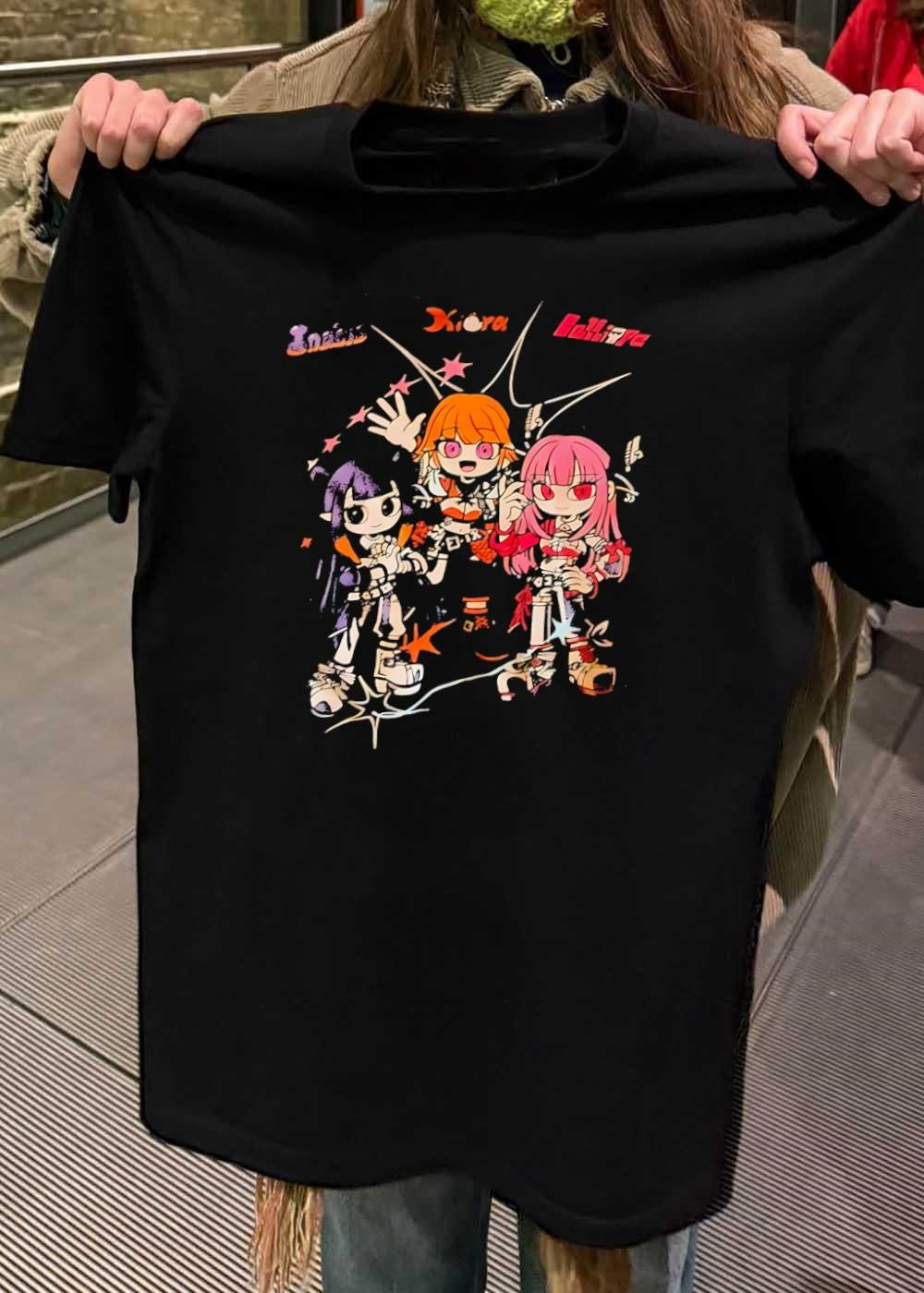 Inanis Kiara Calliope Three Characters Posing Graphic T-Shirt