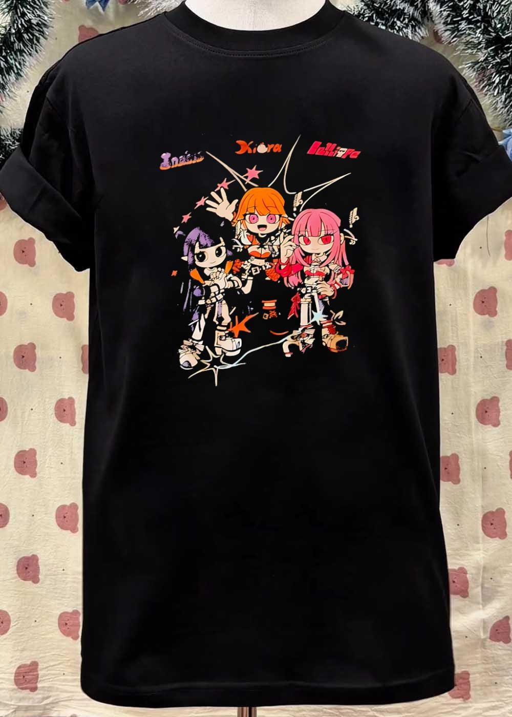 Inanis Kiara Calliope Three Characters Posing Graphic T-Shirt