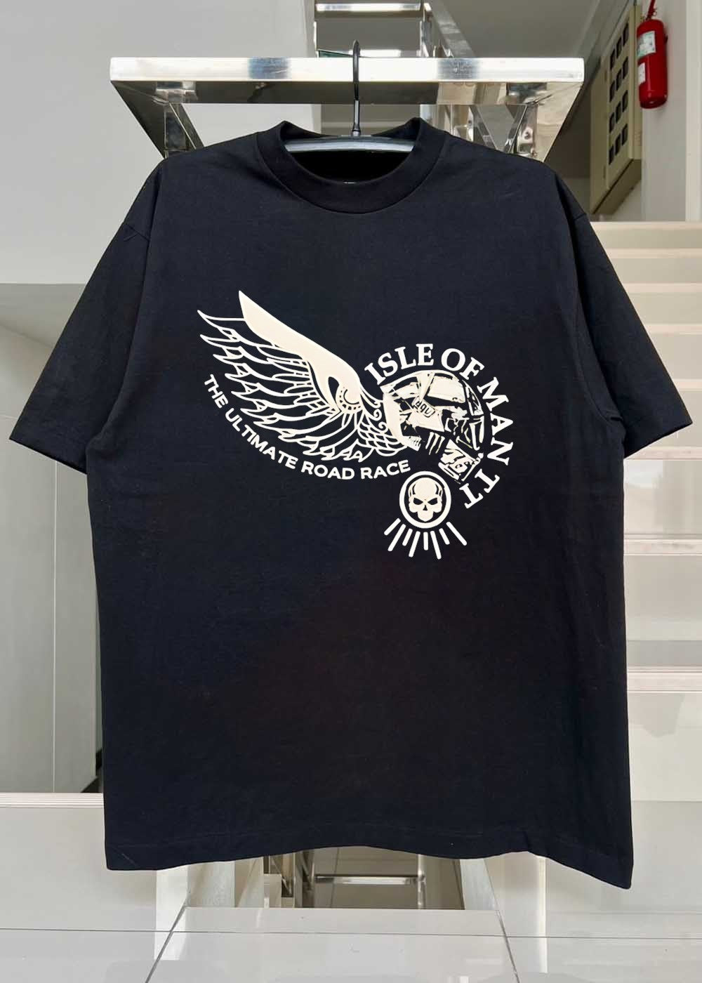 Isle of Man TT The Ultimate Road Race Skull Wing Motorcycle T-Shirt