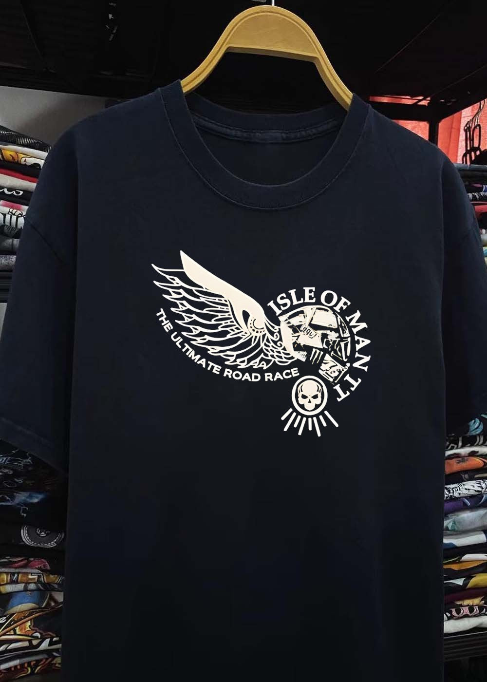 Isle of Man TT The Ultimate Road Race Skull Wing Motorcycle T-Shirt