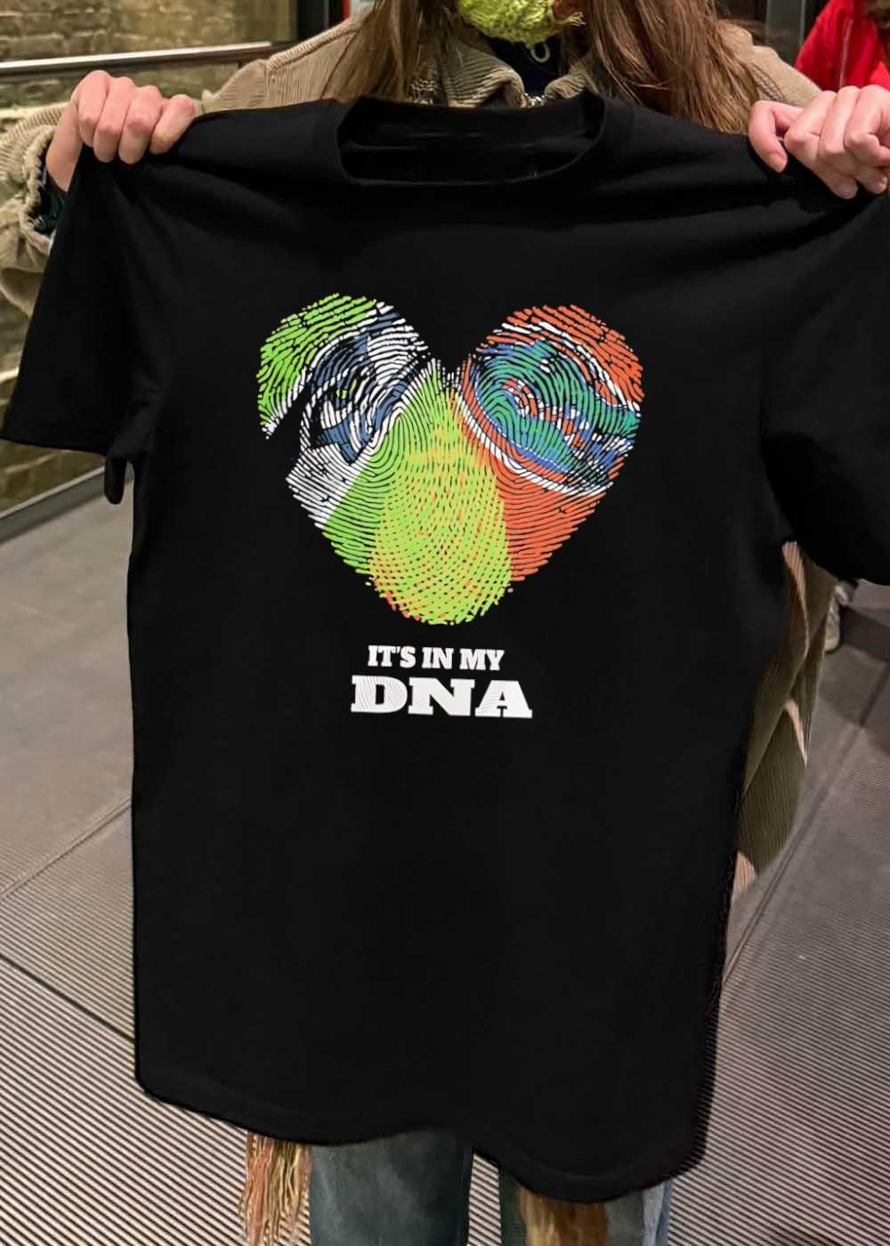 It Is in My DNA Ireland and India Fingerprint Heart T-Shirt