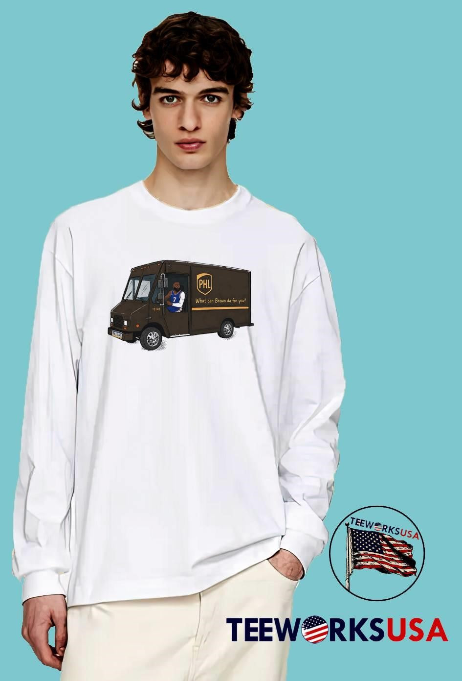 James Harden Driving PHL UPS Truck What Can Brown Do for You Philadelphia 76ers T-Shirt