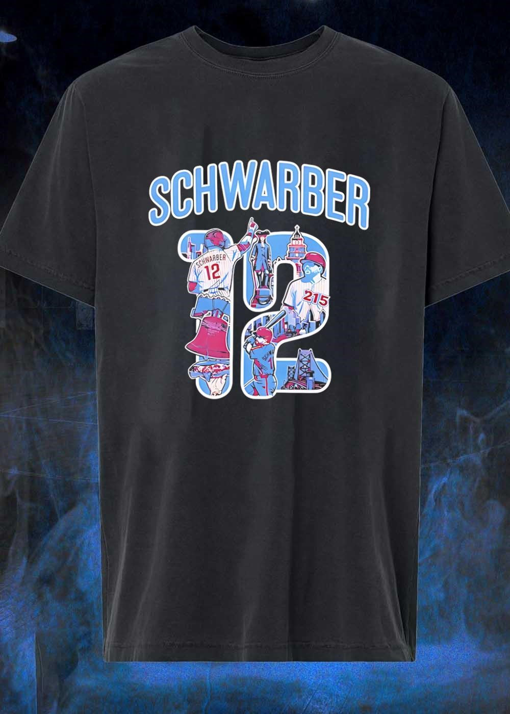Kyle Schwarber Philadelphia Phillies Shirt 12 Bell Statue City Skyline 215