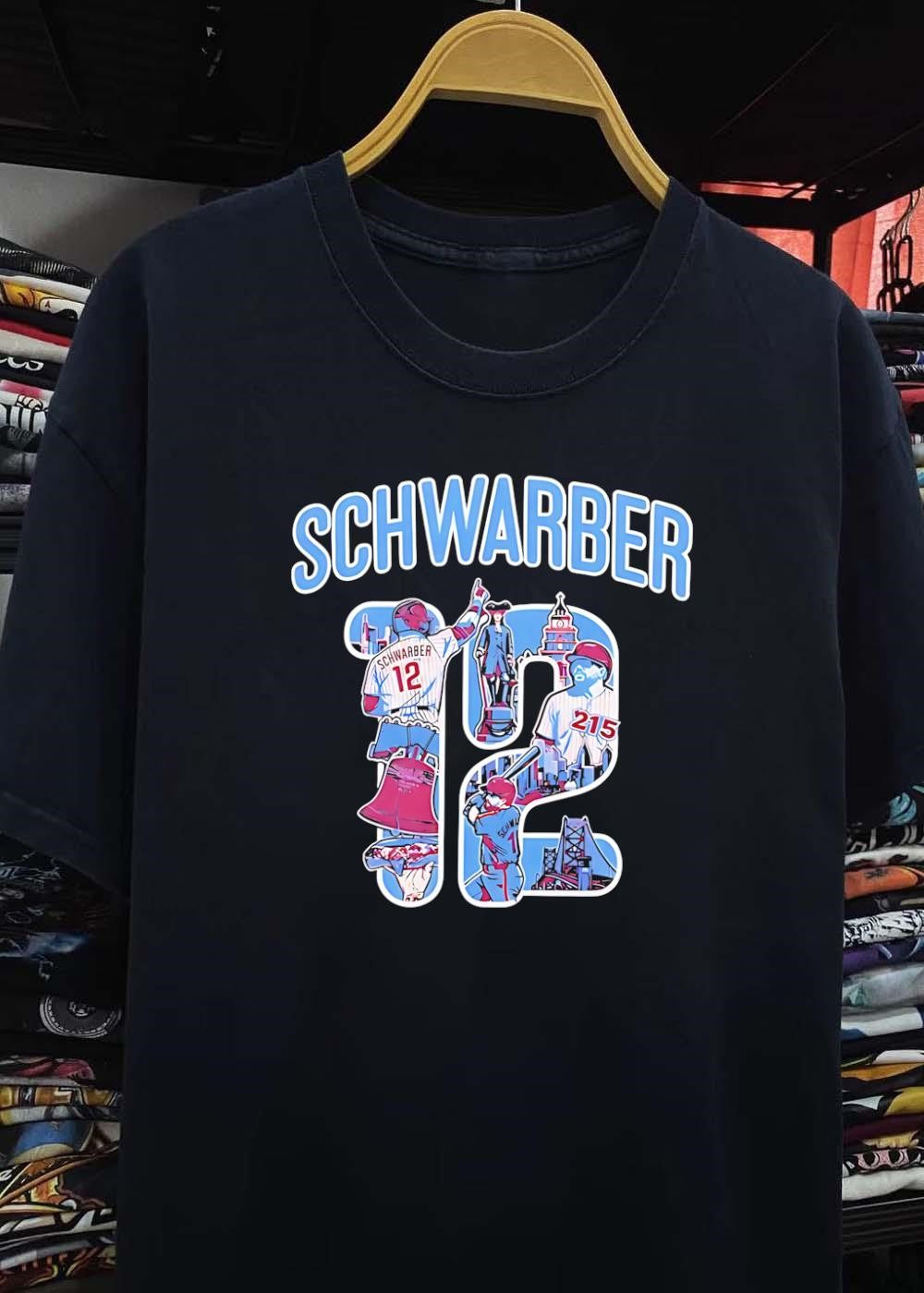 Kyle Schwarber Philadelphia Phillies Shirt 12 Bell Statue City Skyline 215