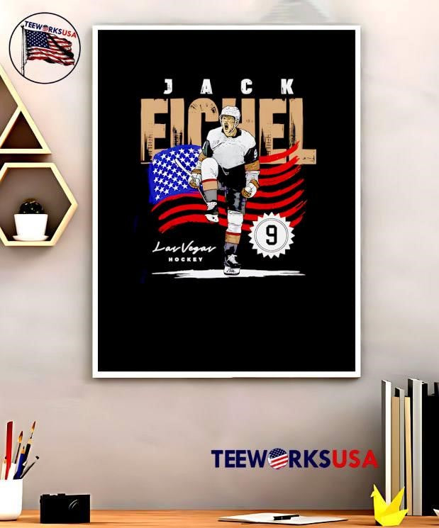 Las Vegas Hockey Jack Eichel 9 USA Flag Celebration T-Shirt