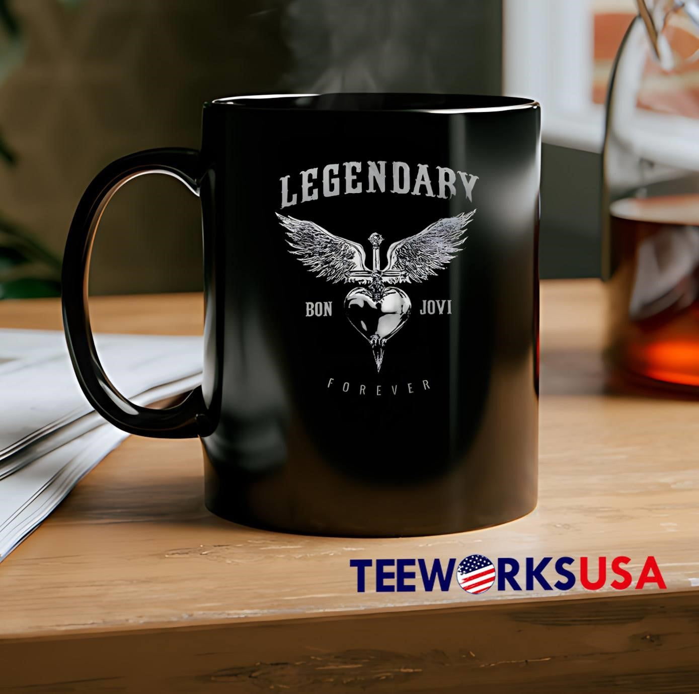 Legendary Bon Jovi Forever Winged Heart Sword shirt