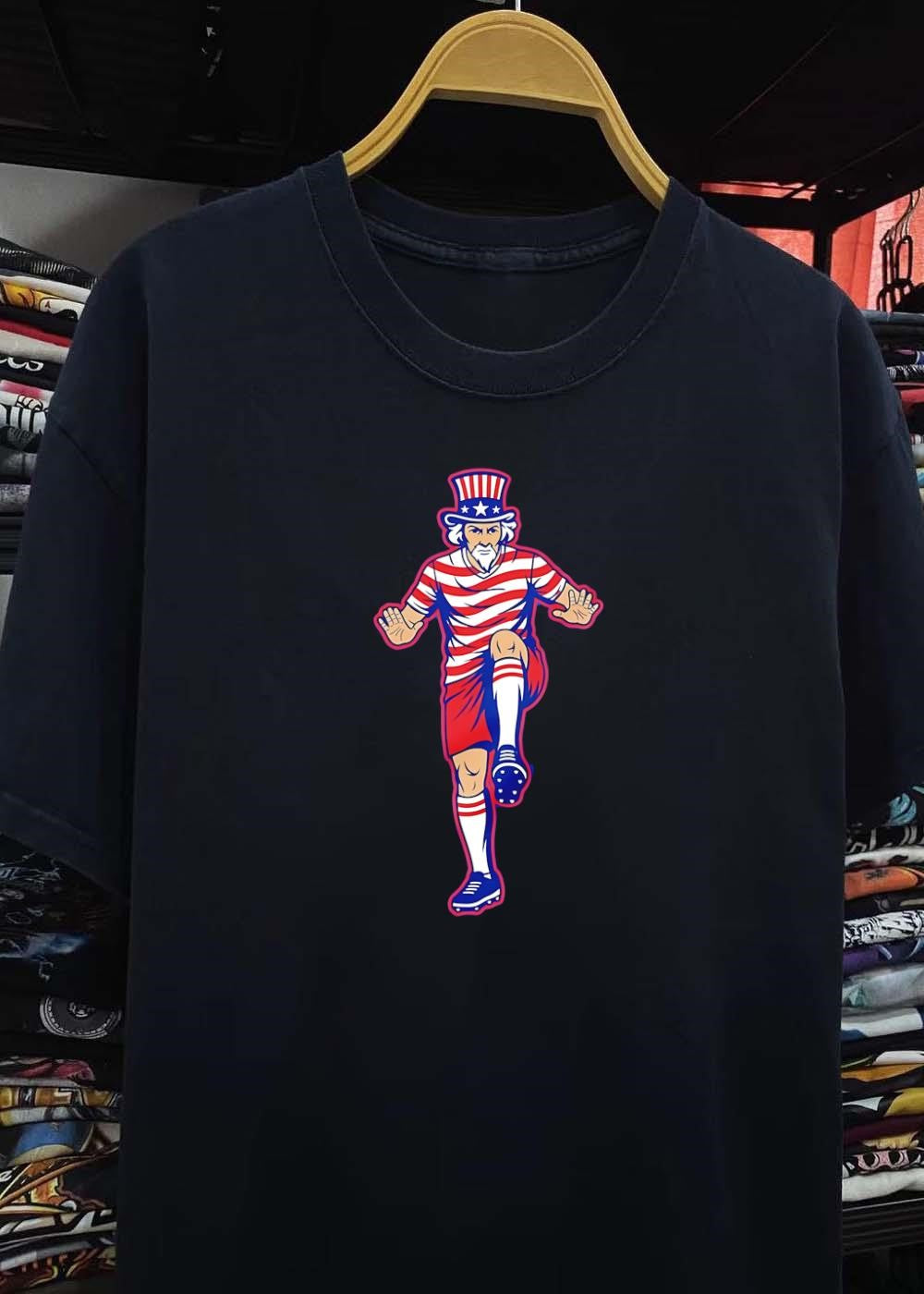 M. Uncle Sam Playing Soccer Graphic T-Shirt