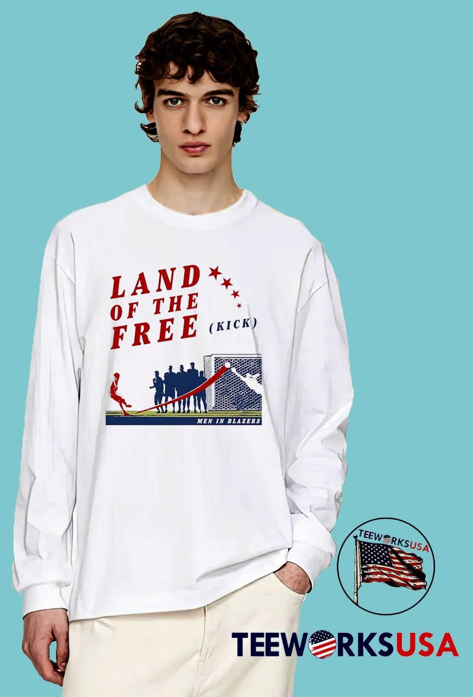 Men in Blazers Land of the Free Kick Soccer T-Shirt