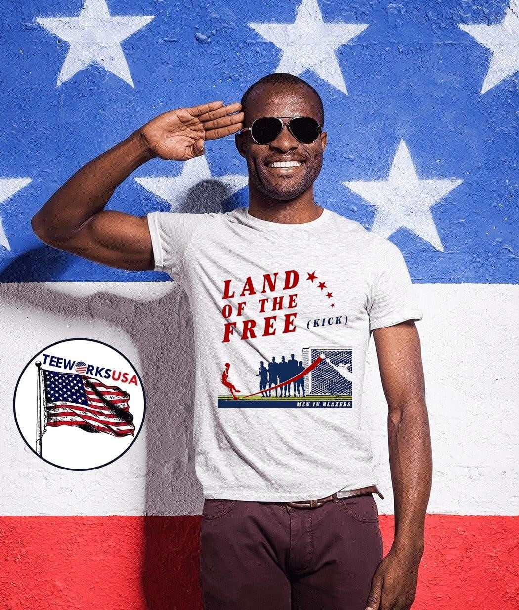 Men in Blazers Land of the Free Kick Soccer T-Shirt