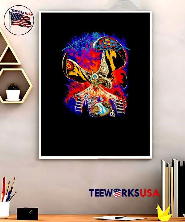 Mothra Moth Spraying Silk at City Ruins Mothra T-Shirt
