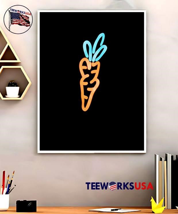 Neon Carrot Vegetable Graphic Art T-Shirt