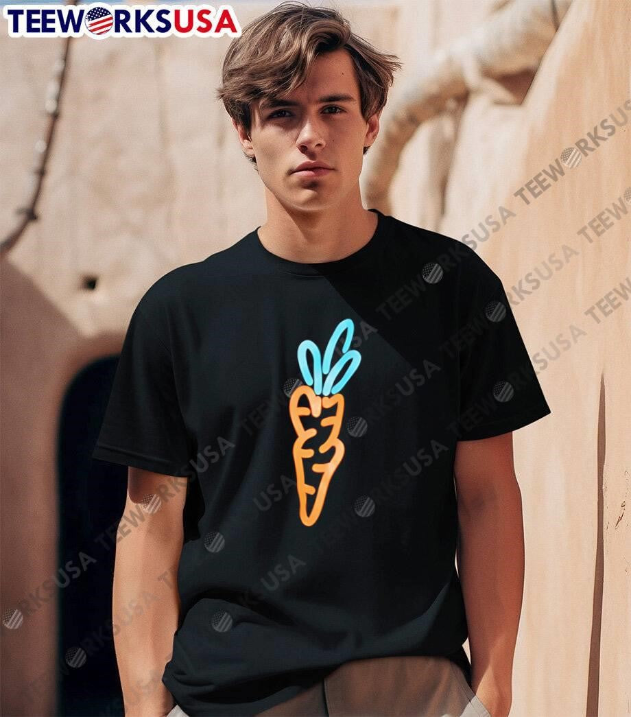 Neon Carrot Vegetable Graphic Art T-Shirt