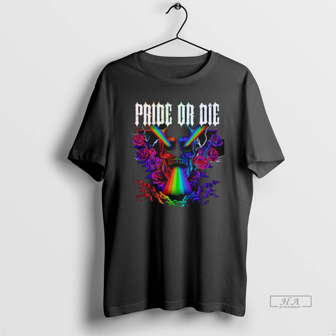 Official Pride Or Die Skull Rainbow Graphic