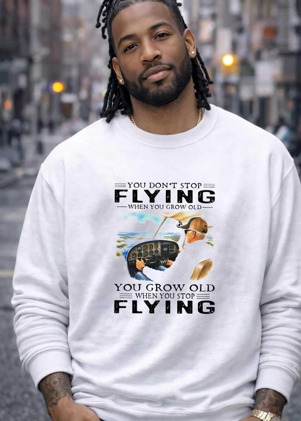 Old Aviator Pilot You Don’t Stop Flying When Grow Old T-Shirt