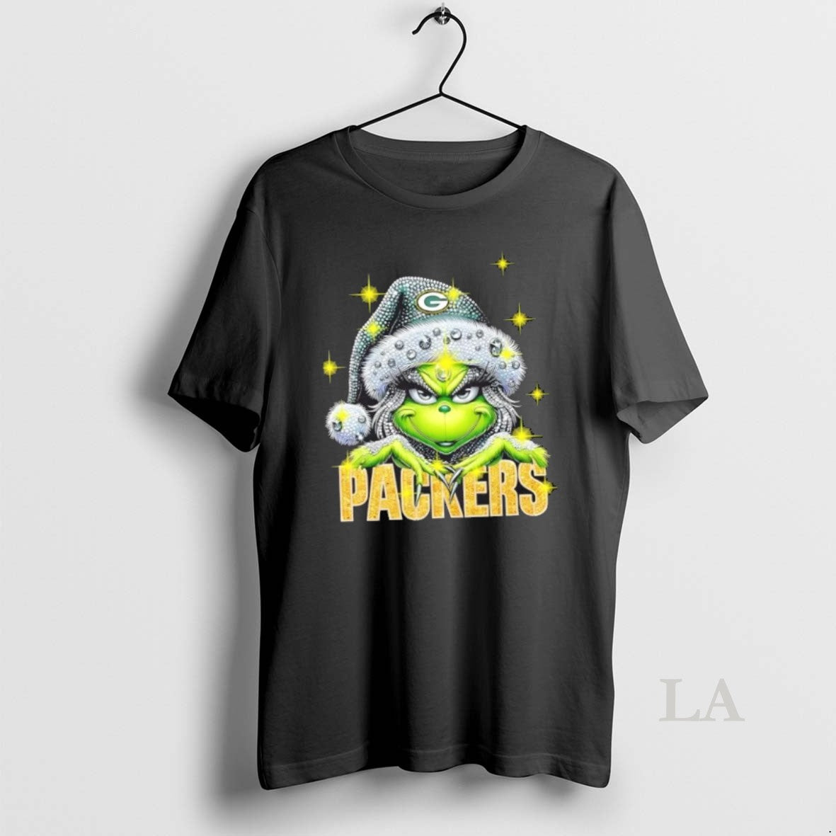 Original Glitter Diamond Grinch Girl X Green Bay Packers Football Graphic