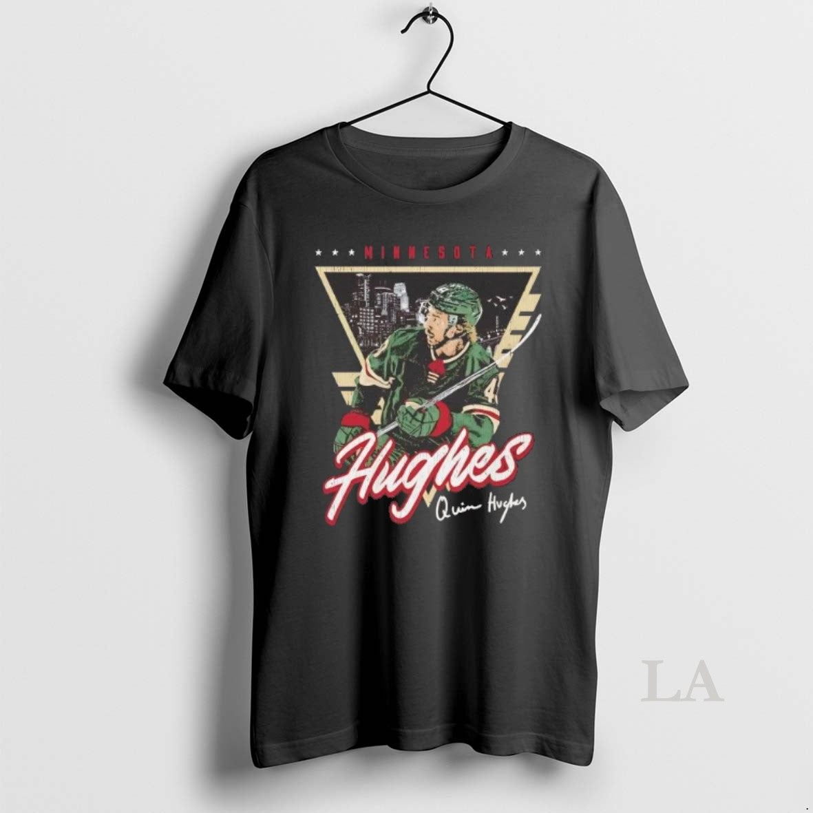 Original Quinn Hughes Triangle Signature Minnesota Wild