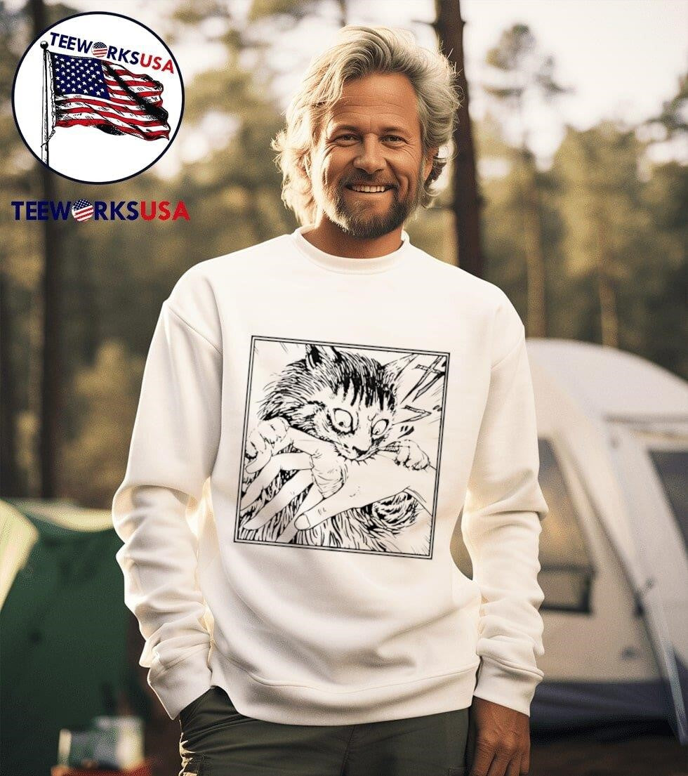 Cat Biting Hand Manga Panel Shirt