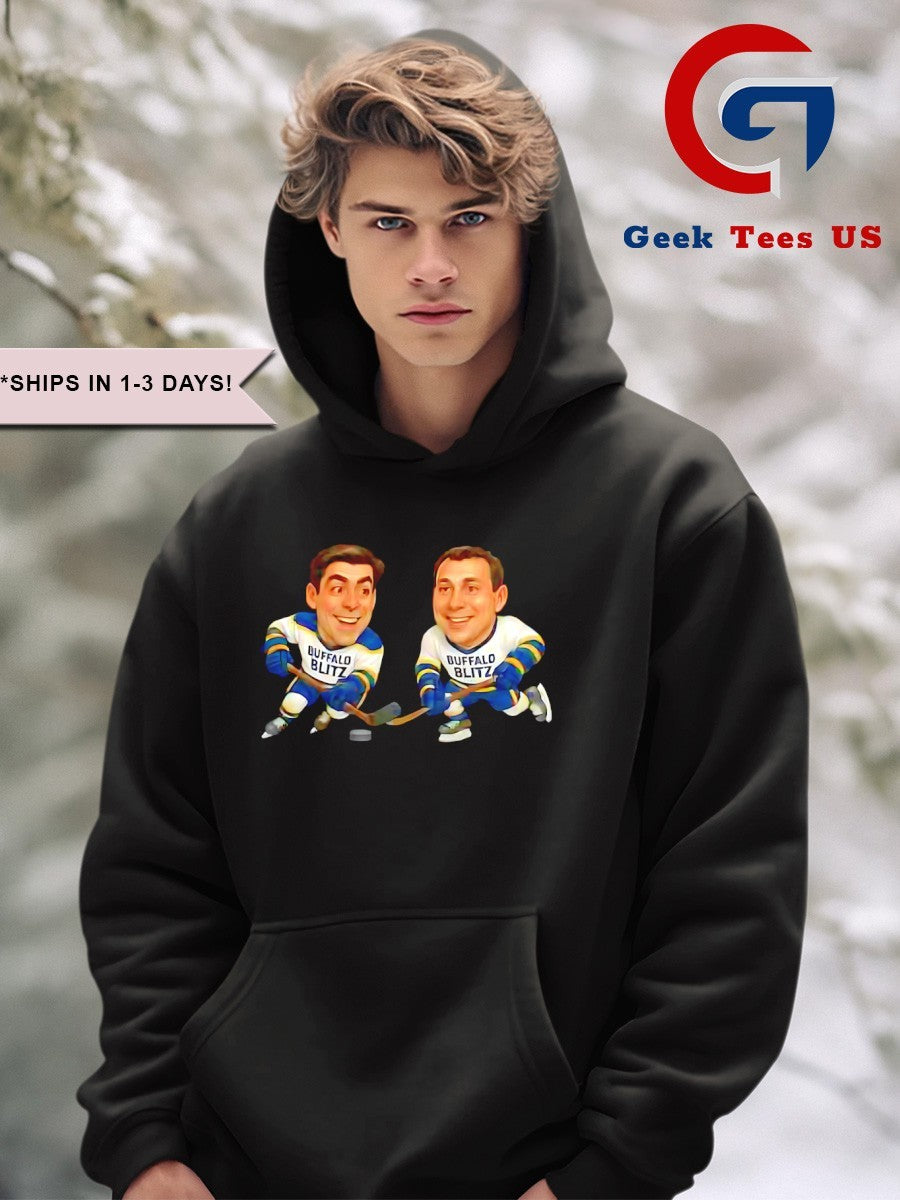 Pat Lafontaine and Alexander Mogilny Buffalo Blitz Hockey caricatures shirt