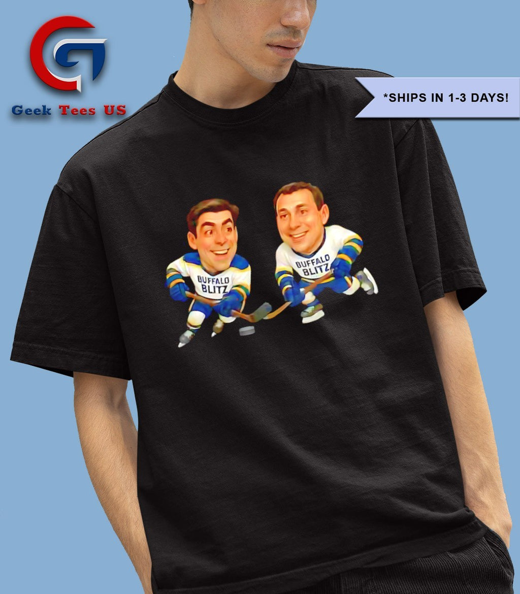 Pat Lafontaine and Alexander Mogilny Buffalo Blitz Hockey caricatures shirt