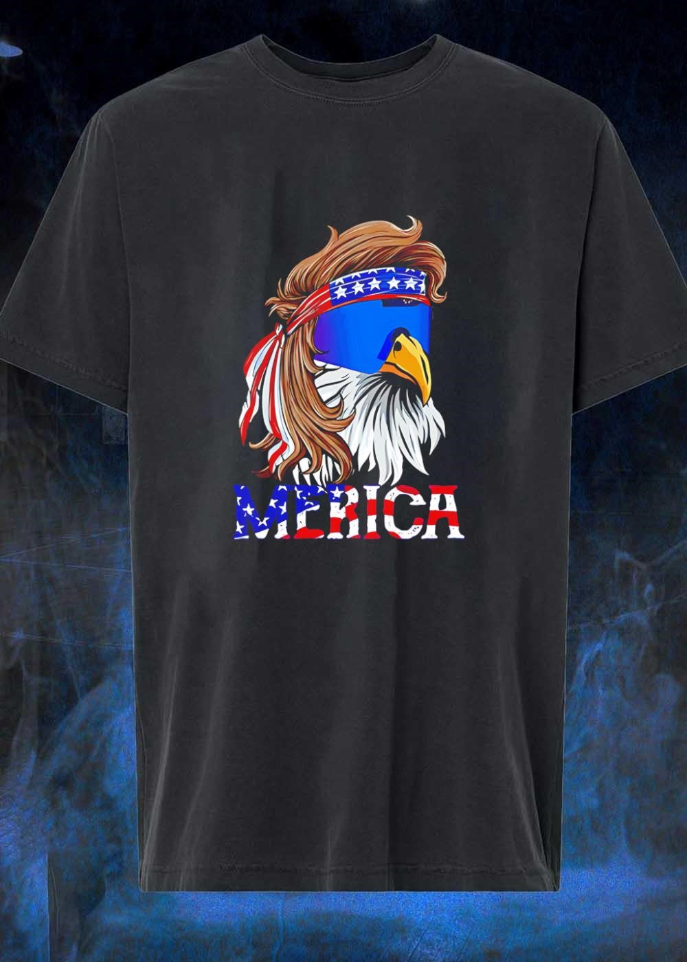 Patriotic Bald Eagle Mullet Sunglasses Merica T-Shirt