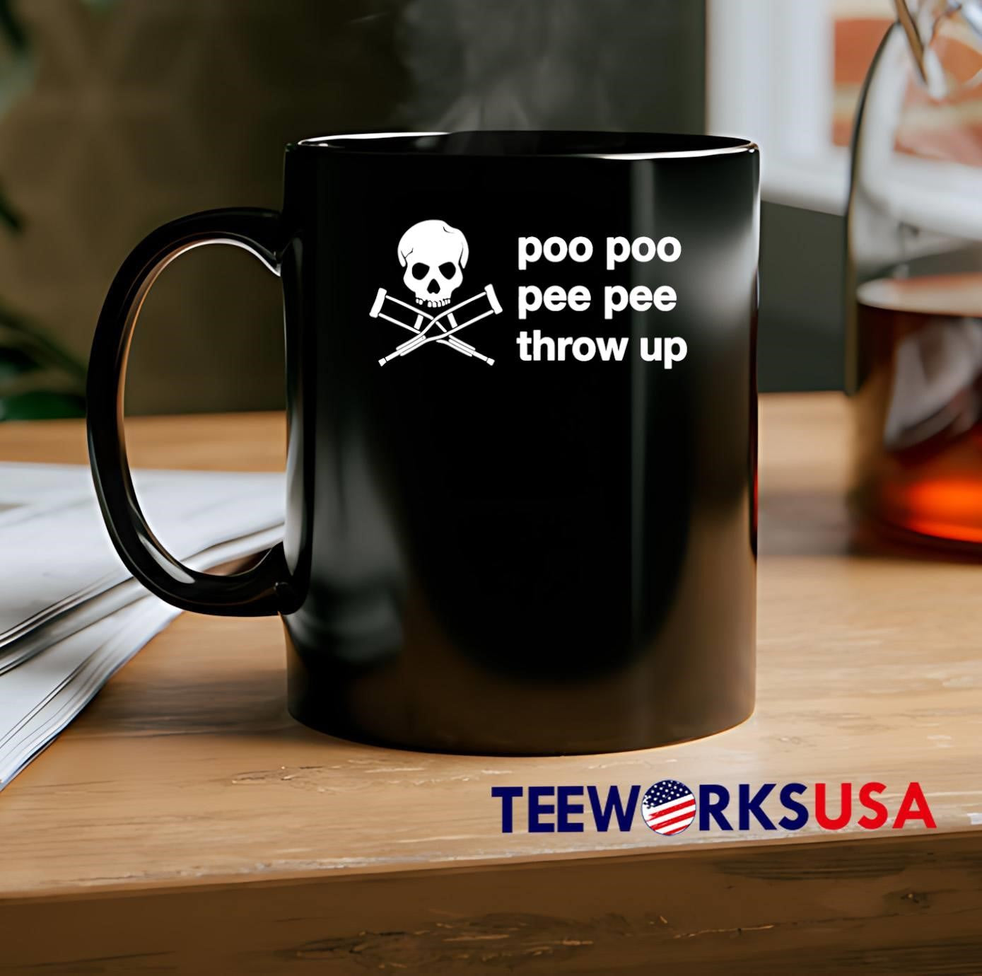 Poo Pee Throw Up Skull Crutches Graphic shirt
